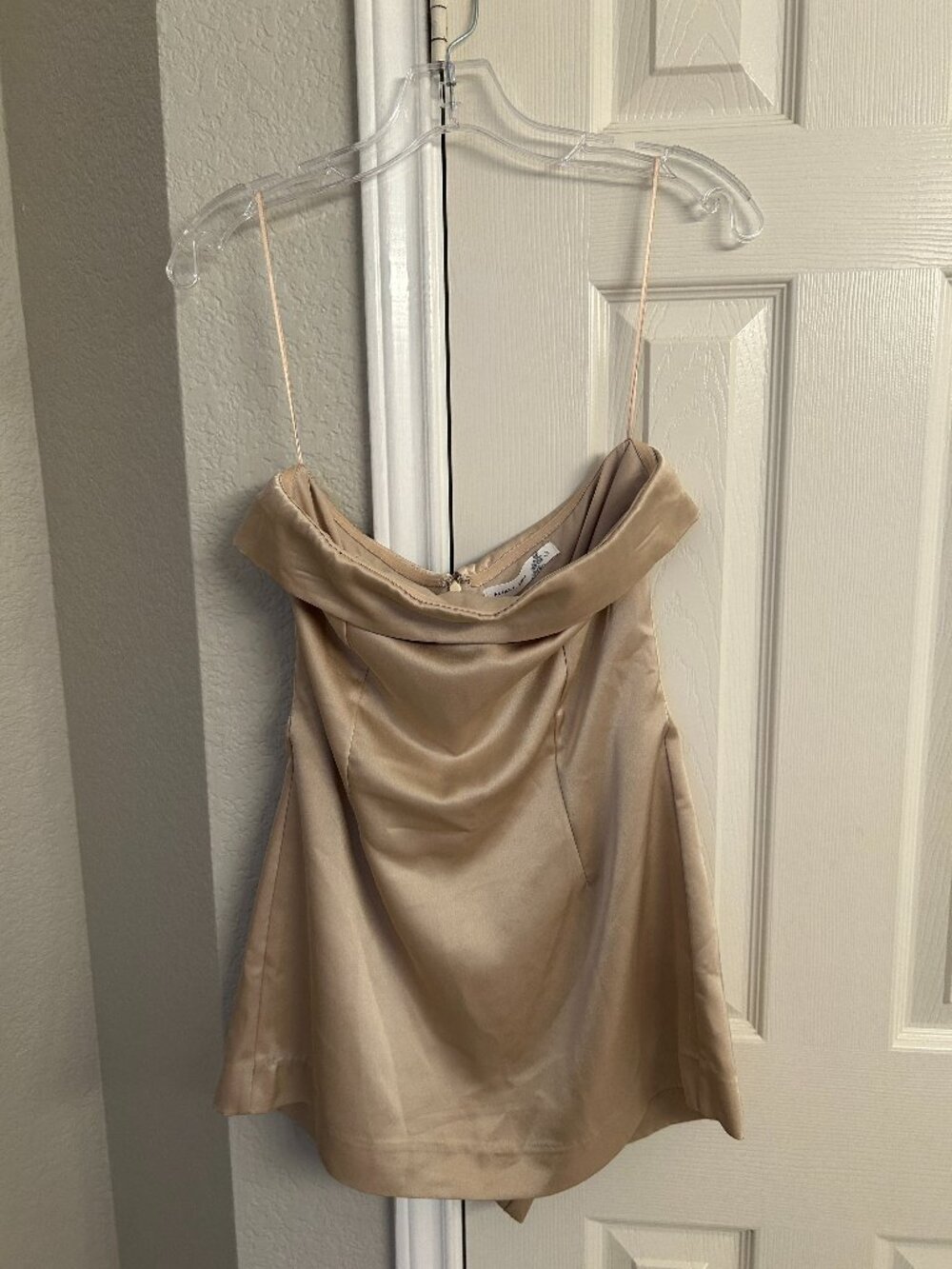 Altar'd State Satin Strapless Mini Dress -Built In Shorts - Champagne - Small